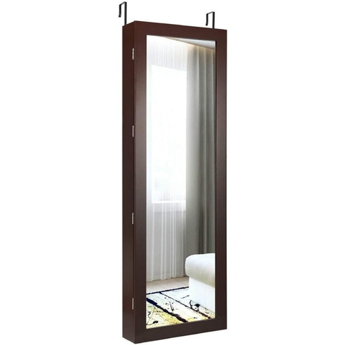 Závesná šperkovnica so zrkadlom DO-JV10086CF-CA, 119,5 cm, hnedá - B