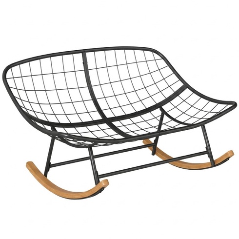 Hojdacie kreslo pre 2 osoby NP12661GR, 110,5 x 150 x 81 cm, bez vankúša, čierna - B