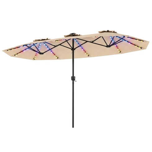 Dvojitý záhradný slnečník s LED osvetlením NP13305BE, 400 x 210 cm, béžový - B