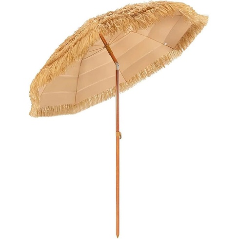 Slamený slnečník s možnosťou naklápania RS03047DE, 200 cm, béžový - A