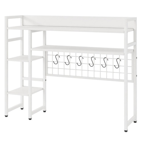 Regál so 4 policami a 6 háčikmi JZ10379WH, 94 x 25 cm, biela - B