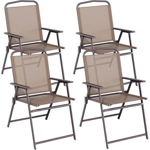 Skladacia záhradná stolička, sada 4 kusov, nosnosť 150 kg, 50 x 65 x 91,5 cm, hnedé - B