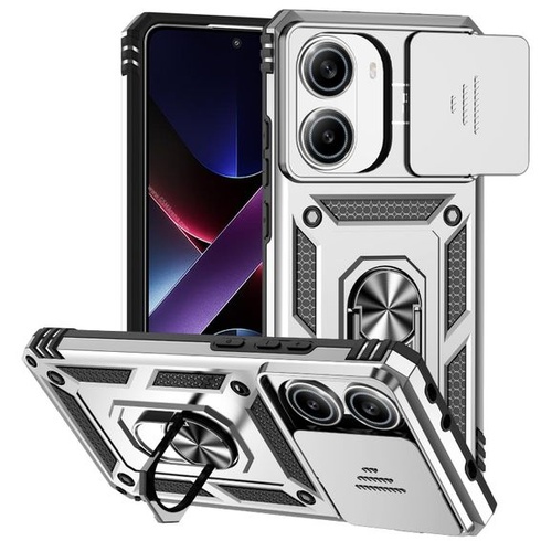 Magnetické pouzdro pro Xiaomi Poco X7 Pro 5G s kroužkem, ochranný kryt s krytkou objektivu, pouzdro