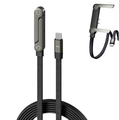 Nabíjací kábel 240 W USB-C so skladacím stojanom na telefón, 1,5m rýchlonabíjací kábel 2 v 1,