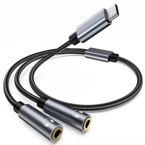 Adaptér Avigers USB-C na dva 3,5mm sluchátka, rozbočovač 1 na 2 USB-C na dva 3,5mm sluchátka