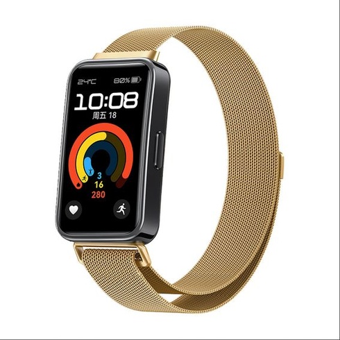 Náramok GIOPUEY kompatibilný s Huawei Band 10/9/8, pletený náramok z nerezovej ocele [odolný proti