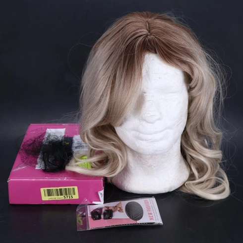 Esmee Lange vlnité blond parochne pre ženy, prírodné syntetické vlasy, tepelne odolná ombré parochňa