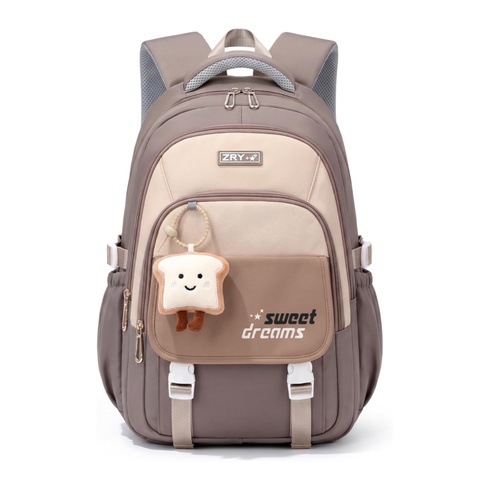 Školní batoh Amythe s přívěškem, hnedý, 30 l