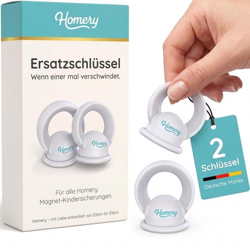 Náhradné kľúče Homery, magnetické, detské, bezpečnostné [balenie 2 ks], 2 náhradné kľúče