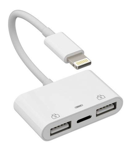 Adaptér/nabíjací kábel/dongle pre iPhone, Lightning samec/duálny USB samica/fotoaparát/memory