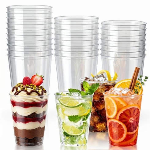 Sada 75 kelímků z tvrdého plastu Solivive, plastové kelímky na pití o objemu 300 ml/10 oz,