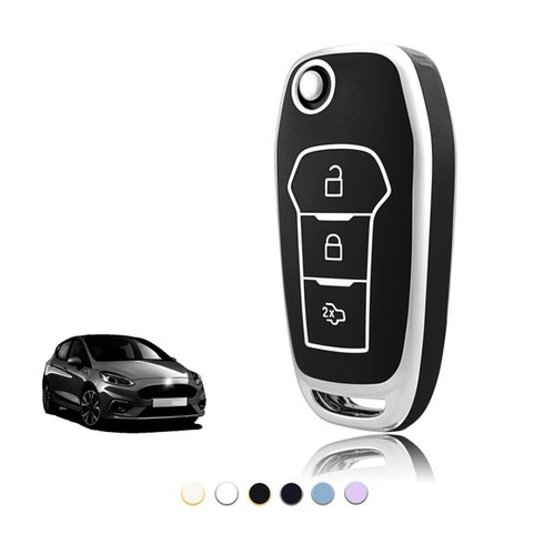 Pouzdro na klíče pro Ford Fiesta Puma Ka Kuga Focus Ecosport Edge černá stříbrná