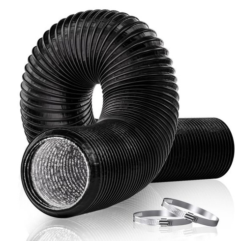 Flexibilná odvzdušňovacia hadica z PVC k sušičke 125 mm, 5 m s 2 hadicovými svorkami, Φ 13 cm, pre