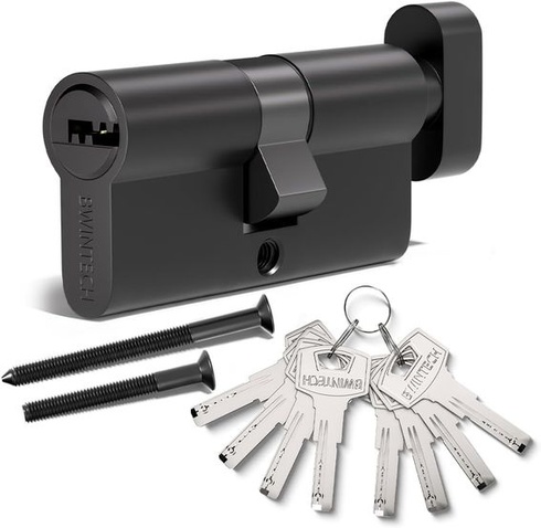 Cylindrický zámek Bwintech 80mm (40T/40) Euro ze slitiny niklu a zinku, bubnový zámek, klíč s 8