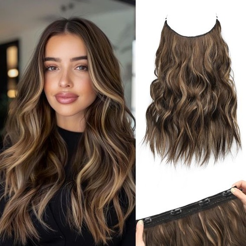 REECHO Secret Clip-in Extensions - Neviditelné příčesky s drátkem pro krátké a kudrnaté až vlnité