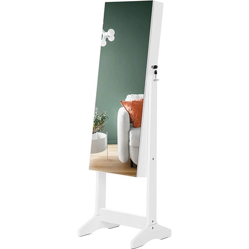 Stojacia šperkovnica so zrkadlom JJC002W01, 41 x 152 x 37 cm, biela - A