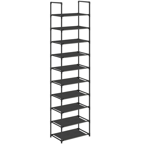 10poschodový botník LSH010B02, 45 x 28 x 173 cm, čierny - N