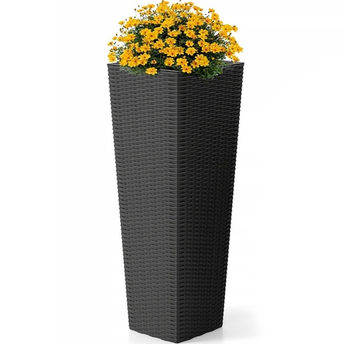 Ratanový kvetináč s drenážnymi otvormi NP12483BK, 82 cm, čierny - A