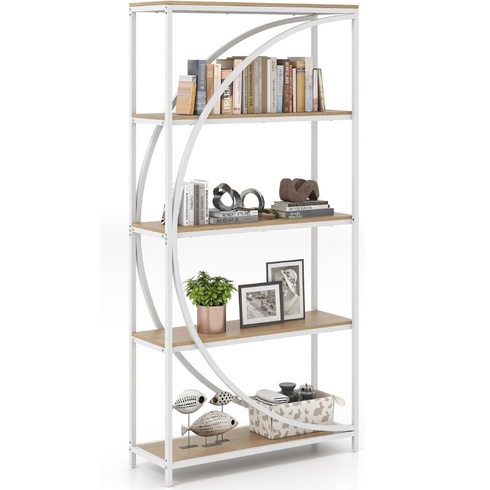Knižnica s 5 úrovňami TF12895MP, 86 x 30 x 175 cm, biela - A