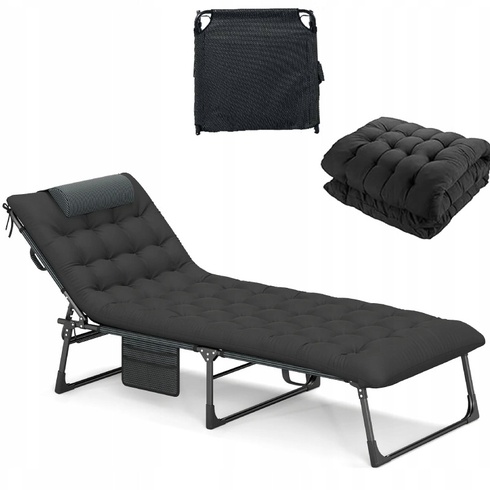 Skladacie kempingové lehátko s odnímateľným matracom NP12637BK, 70 x 175 x 71 cm, čierna - A