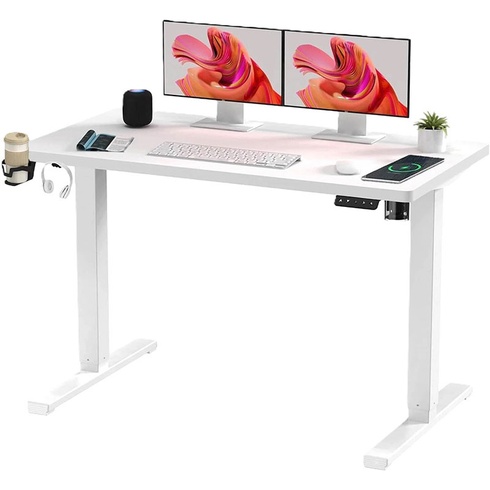 Výškovo nastaviteľný stôl QS1W-1160-EU, bez dosky, biely - A