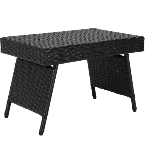 Polyratanový záhradný stôl HW69576DK, nosnosť 45 kg, čierny - A