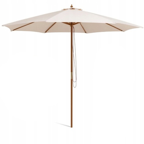 Záhradný slnečník s 8 bambusovými rebrami NP10752BE, 300 cm, béžový - A