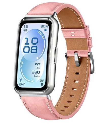 Náramek GIOPUEY kompatibilní s Huawei Band 11/11 Pro, náramek z pravé kůže [odolný proti