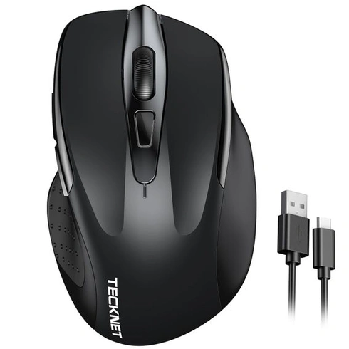 Bezdrôtová myš TECKNET Bluetooth s tromi režimami BT 5.0/3.0 + 2.4GHz, čierna