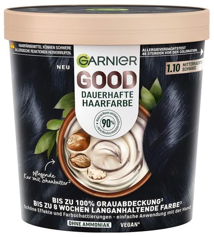 Garnier GOOD Permanentná farba na vlasy 1.10 Polnočná čierna - Farba na vlasy bez amoniaku, až 100%