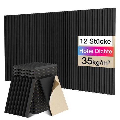 Sonic Acoustics 12 kusů samolepicích zvukových pohlcovačů, hustota 35 kg/m³, 2,5x20x30cm, 3D