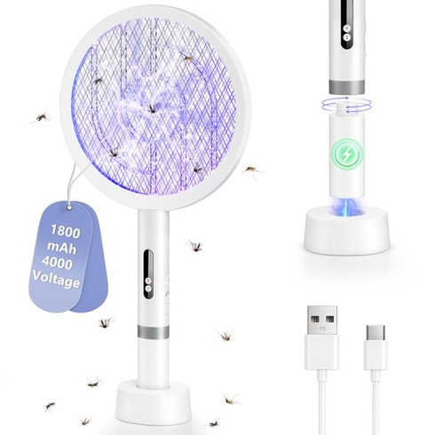 Elektrická plácačka na muchy 4000 V, 1800 mAh, dobíjacia cez USB | Funkcia duálneho nabíjania,