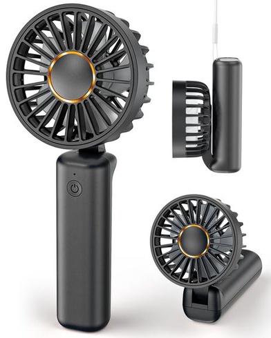 Prenosný ručný ventilátor, mini stolný ventilátor, skladací, 1800 mAh, oscilácia 180 °, 3 rýchlosti,