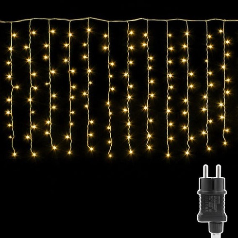 Venkovní světelná clona 4x1m, venkovní světelná šňůra s rampouchem, 200 LED vnitřní světelná clona