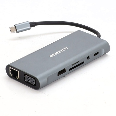 DEMKICO 11v1 USB C Hub Multiport adaptér s 4K HDMI, 1080P VGA, 100W PD, USB 3.0, USB 2.0 porty,