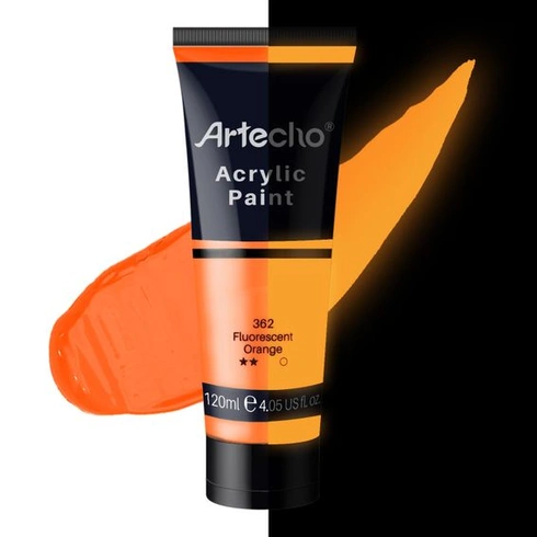 Artecho akrylová barva, neonově oranžová, 120 ml, voděodolná a světlostálá, rychleschnoucí,