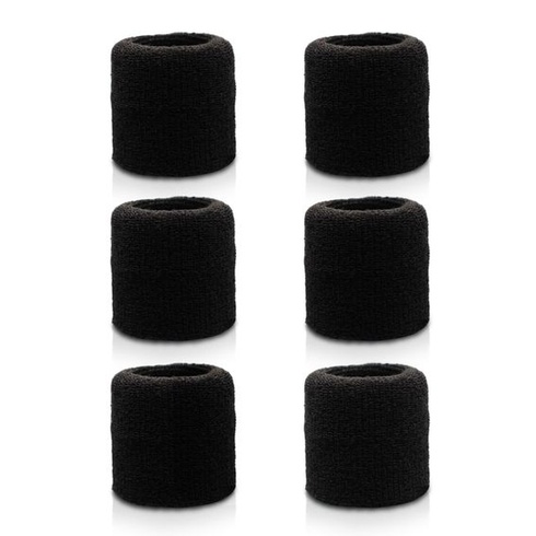 Potítko Power Sweatband - 6 čiernych bavlnených náramkov, fitness potítko absorbujúce pot pre mužov aj