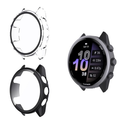 [2 kusy] Puzdro a ochranný kryt displeja pre Garmin Forerunner 970 47 mm, pevné PC vojenské