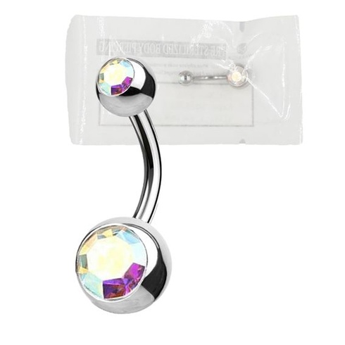 Piercing do pupíku válečníka, STERILNÍ, chirurgická ocel 316L, zakřivená činka, klasické základní