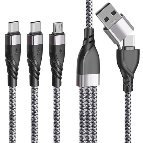 Multi USB kábel, univerzálny 5v1 rýchlonabíjací kábel s 2 portami typu C a micro USB, multinabíjací