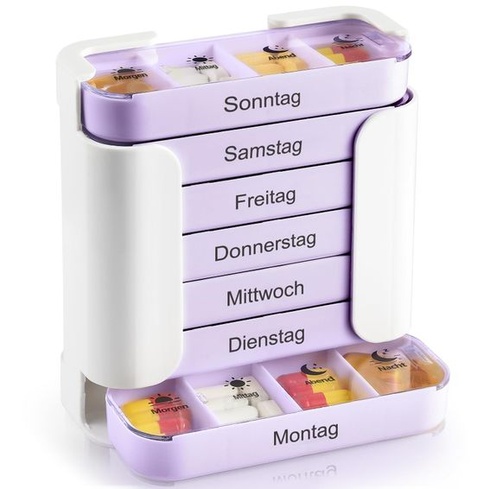 7denní organizér na léky se 4 přihrádkami [XL velká kapacita] - ranní, polední, večerní a noční