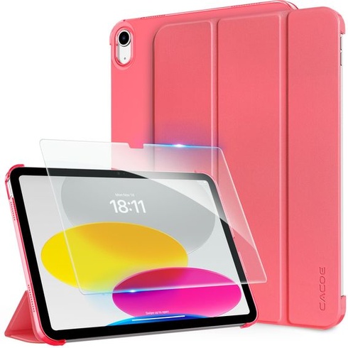 Puzdro CACOE pre iPad (A16) 11./10. generácie (2025/2022) s ochranou displeja, melónovo červená