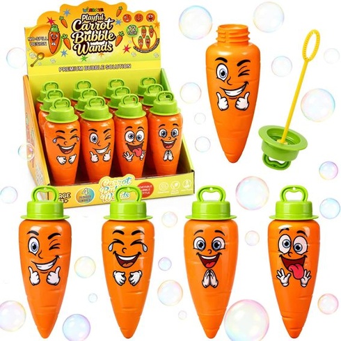 Sada mrkvových bublin pro děti, 12 mini bublinových hůlek, design mrkve, bublinové hračky, párty