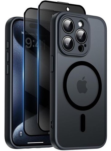 Ochranný kryt Qasyfanc pro iPhone 15 Pro Max, černý. Černý pro iPhone 15 Pro Max 1