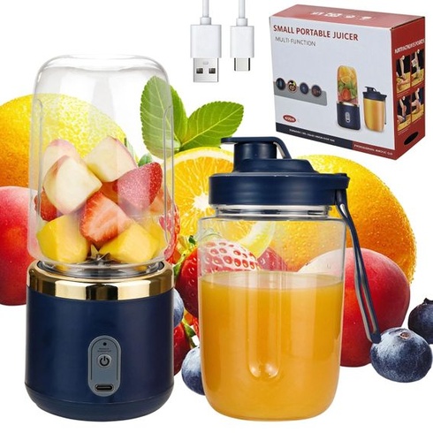 Přenosný mixér - výrobník smoothie s sebou se 2 lahvemi o objemu 400 ml, přenosný elektrický