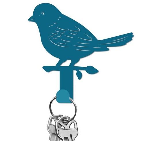 Nástenný mini železný háčik na kľúče, Blue Bird, s 1 háčikom, dekoratívny vešiak na kľúče, prívesky