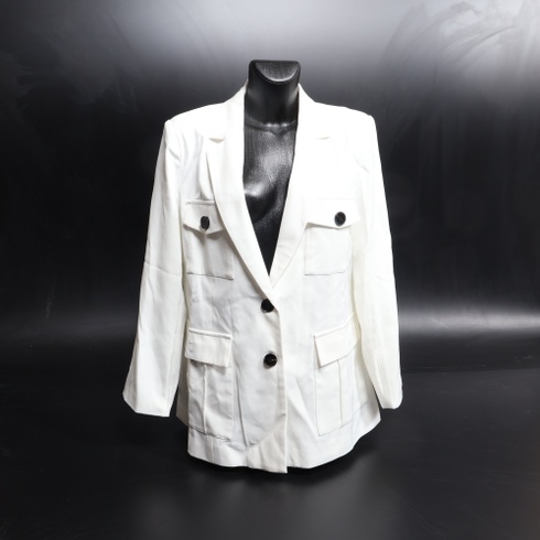 Dámske sako s vreckami biele veľ. XL