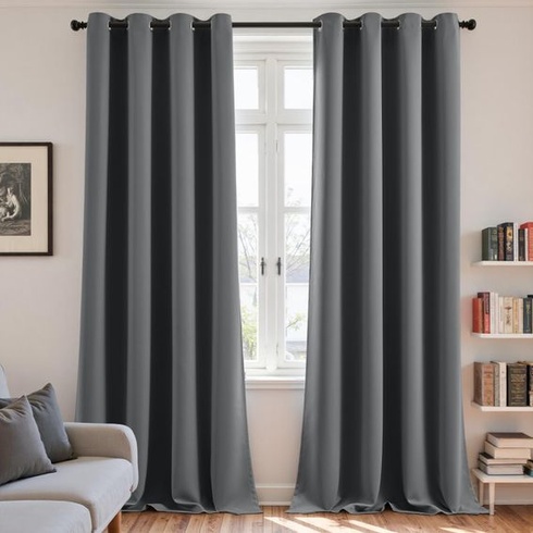 Zatemňovacie závesy Vangao s očkami, sada 2 kusov, V 245 x Š 140 cm, tmavo šedá | Tmavosivá V 245 x Š
