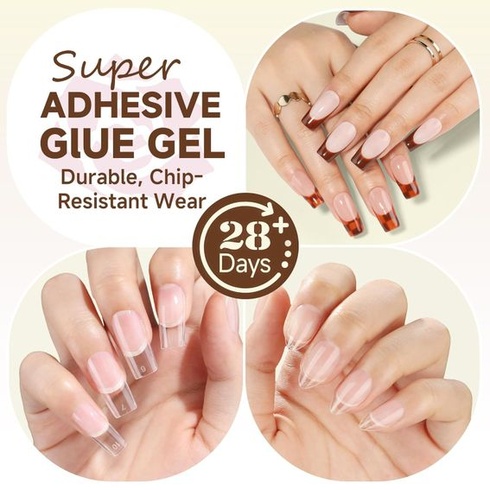 UNA GELLA 6v1 UV lepidlo na umelé nechty 15ml, super silné gélové lepidlo a podkladový lak na mäkké