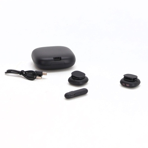 Bezdrátový klopový mikrofon Depusheng V2 2 kusy pro iPhone, iPad a Android s nabíjecím pouzdrem,